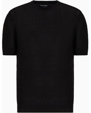 Emporio Armani Maglia A Punto Operato Misto Lyocell Asv - Nero