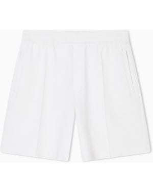 Emporio Armani Double-Jersey Bermuda Shorts With Ribs - White