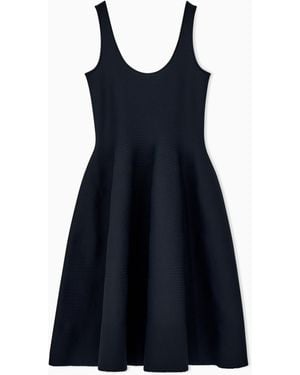 Emporio Armani Sleeveless Double Knit A-Line Dress With A Scoop Neckline - Blue