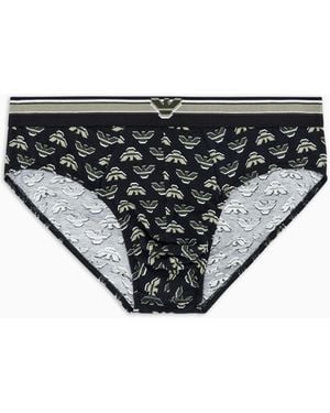 Emporio Armani Slip Con Logo Bold Eagle All Over - Nero