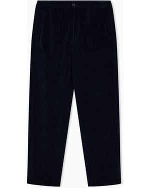 Emporio Armani Signature Capsule Collection Ribbed Chenille Trousers - Blue