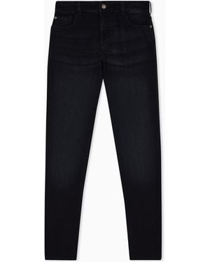 Emporio Armani J36 Mid-Rise, Straight-Leg, Worn-Look Denim Jeans - Blue