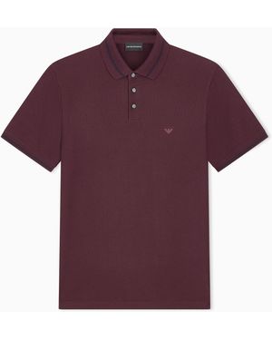 Emporio Armani Polo De Punto Piqué De Algodón Con Corte Regular - Morado