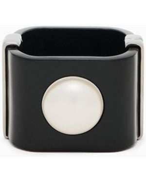 Emporio Armani Bracciale Rigido Con Elemento Effetto Perla - Nero