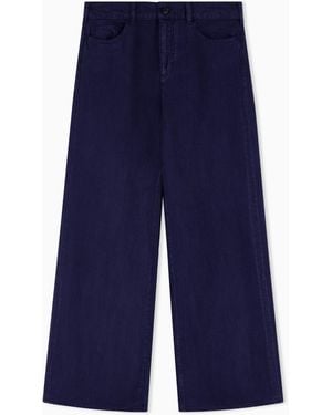 Emporio Armani J33 Regular-Fit Garment-Dyed Trousers - Blue