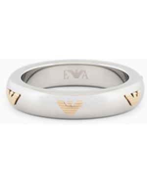 Emporio Armani Two-Tone Stainless Steel Band Ring - White