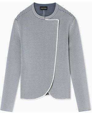 Emporio Armani Ottoman Fabric Jacket With Off-Centre Closure - Grey