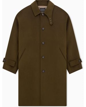 Emporio Armani Gabardina De Lana Virgen Y Cachemira De Doble Faz - Verde
