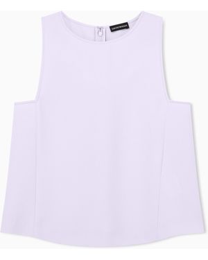 Emporio Armani Textured Sleeveless Top With Round Neckline And Back Zip - Purple