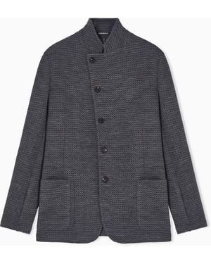 Emporio Armani Guru-Collar Jacket With Off-Centre Fastening - Grey