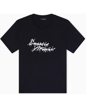 Emporio Armani Jersey T-Shirt With Logo Embroidery - Black