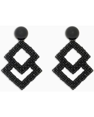 Emporio Armani Pendant Earrings With Faceted Micro Spheres - Black