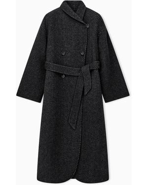 Emporio Armani Belted Double-Breasted Coat - Black