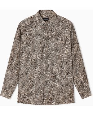 Emporio Armani Fluid-Fabric Shirt With Animal Print - Gray