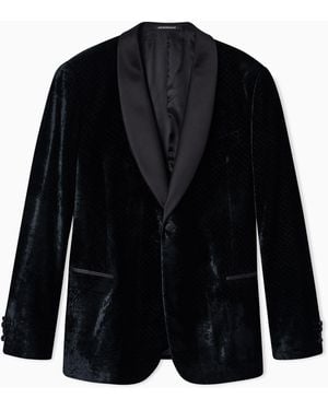 Emporio Armani Single-Breasted Tuxedo Jacket - Blue