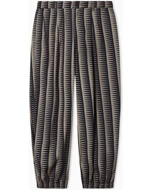 Emporio Armani All-Over Print Lyocell-Blend Trousers - Grey