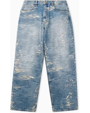Emporio Armani 5-Pocket Trousers Denim With A Distressed Stone Washed Effect - Blue