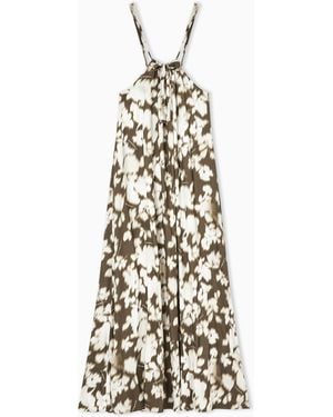 Emporio Armani Floral Print Long Beachwear Dress - White