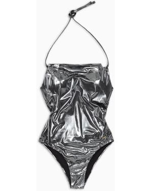 Emporio Armani Asv Recycled Foil Fabric Padded One-Piece Swimsuit - White