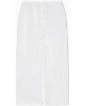 Emporio Armani Langer Rock Aus Drill Mit Durchgehender Verzierung Mit Mikro-Nieten - Weiß