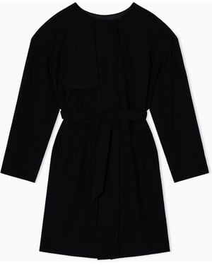Emporio Armani Technical Cady Trench Coat With Belt - Black
