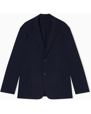 Emporio Armani Travel Essential Stretch-Nylon Single-Breasted Blazer - Blue