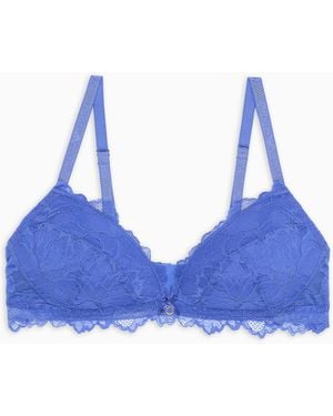 Emporio Armani Sujetador De Triángulo Acolchado En Encaje Reciclado Eternal Lace Asv - Azul