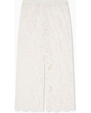 Emporio Armani Foliage-Print Lace Beachwear Trousers - White
