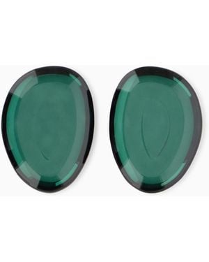 Emporio Armani Glossy Oval Earrings With Mirror Effect - Green