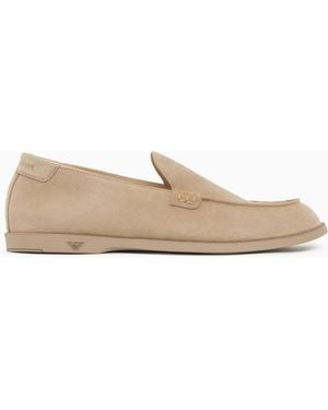 Emporio Armani Velour Suede Loafers - White