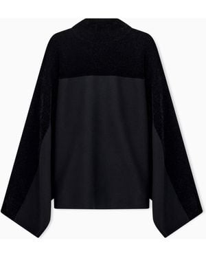 Emporio Armani Pullover Im Strukturmix Mit Stehkragen - Schwarz