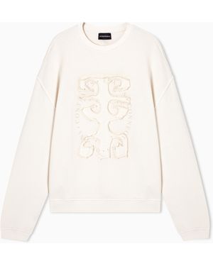 Emporio Armani Soft Diagonal Cotton Sweatshirt - Natural