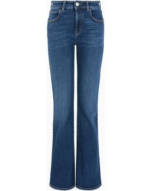 Emporio Armani Asv J47 Mid-High Rise Jeans With A Flared Leg - Blue