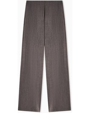 Emporio Armani Light Wool Trousers With Side Crease - Brown