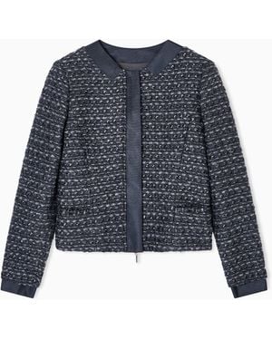 Emporio Armani Lurex Tweed Jacket - Blue