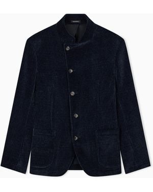Emporio Armani Signature Capsule Collection Ribbed Chenille Jacket - Blue