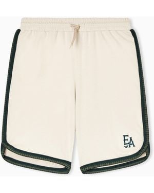 Emporio Armani Eagle Club Jersey Shorts With Passementerie Tape - Natural