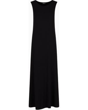 Emporio Armani Asv Recycled Viscose Micro Stud Logo Beachwear Dress - Black