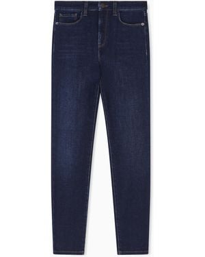 Emporio Armani J20 Worn-Look, Stretch-Denim Skinny Jeans - Blue