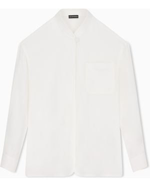 Emporio Armani Textured Silk Blend Shirt Signature Capsule - White