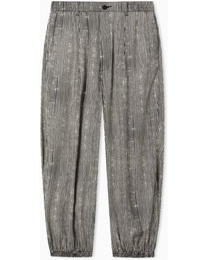 Emporio Armani All-Over Print Lyocell-Blend Trousers - Grey