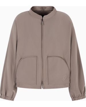 Emporio Armani Blouson Aus Techno-Cady Mit Logo-Stickerei - Braun