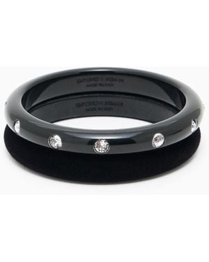 Emporio Armani Set 2 Bracciali Rigidi Con Strass Swarovski - Nero