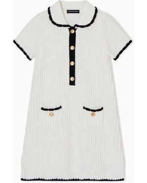 Emporio Armani Ribbed Knit Dress With Buttons - White