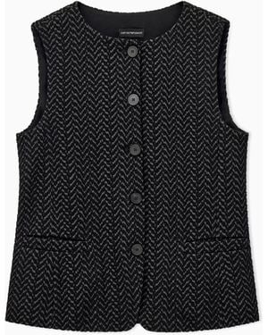 Emporio Armani Chevron Jacquard Jersey Vest Signature Capsule - Black