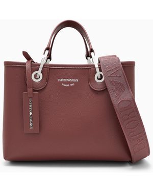 Emporio Armani Shopping Bag With Pebbled Finish And Detachable Strap - Purple