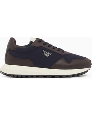 Emporio Armani Recycled Nylon Trainers With Regenerated Saffiano Details - White