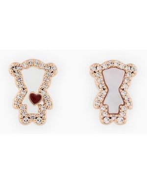 Emporio Armani Rose-Tone Brass Stud Earrings - White