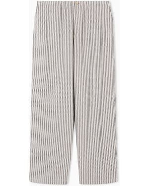 Emporio Armani 3D Striped Jacquard Fabric Trousers - Grey