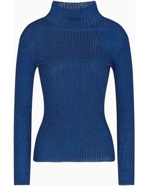 Emporio Armani 3D-Effect Lurex Knit - Blue